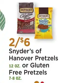 Heinen's Snyder's of Hanover Pretzels 12 OZ. or Gluten Free Pretzels 7-8 OZ offer