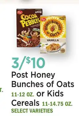 Heinen's Post Honey Bunches of Oats 11-12 OZ. or Kids Cereals 11-14.75 OZ offer