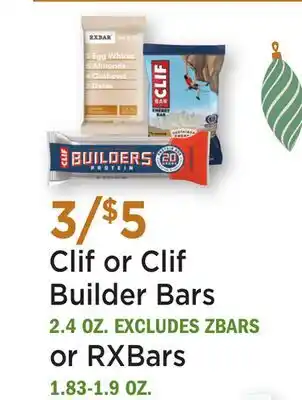 Heinen's Clif or Clif Builder Bars 2.4 OZ. or RXBars 1.83-1.9 OZ offer