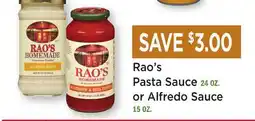 Heinen's Rao's Pasta Sauce 24 OZ. or Alfredo Sauce 15 OZ offer