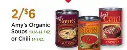Heinen's Amy's Organic Soups 13.65-14.7 OZ. or Chili 14.7 OZ offer