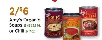 Heinen's Amy's Organic Soups 13.65-14.7 OZ. or Chili 14.7 OZ offer