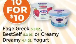 Heinen's Fage Greek 5.3 OZ., BestSelf 5.3 OZ. or Creamy Dreamy 4.4 OZ. Yogurt offer