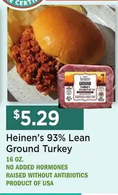 Heinen's Heinen's 93% Lean Ground Turkey offer