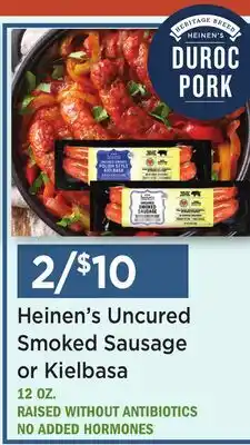 Heinen's Heinen's Uncured Smoked Sausage or Kielbasa offer