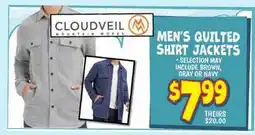 Ollie's CLOUDVEIL MEN'S QUILTED SHIRT JACKETS offer
