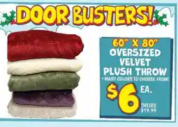 Ollie's 60 X 80 OVERSIZED VELVET PLUSH THROW offer