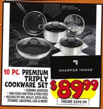Ollie's 10 PC. PREMIUM TRIPLY COOKWARE SET offer