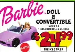 Ollie's Barbie DOLL & CONVERTIBLE offer