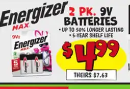 Ollie's ENERGIZER 2 PK. 9V BATTERIES offer