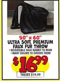 Ollie's 50 x 60 ULTRA SOFT, PREMIUM Faux Fur Throw offer