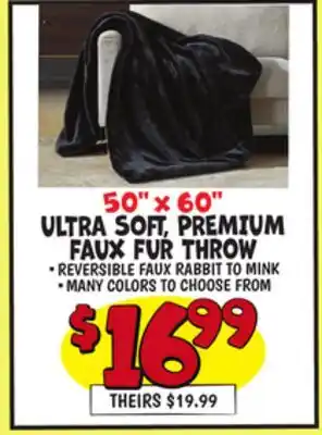 Ollie's 50 x 60 ULTRA SOFT, PREMIUM Faux Fur Throw offer