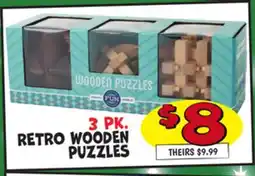 Ollie's 3 PK. RETRO WOODEN PUZZLES offer