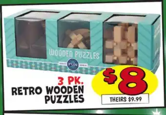 Ollie's 3 PK. RETRO WOODEN PUZZLES offer