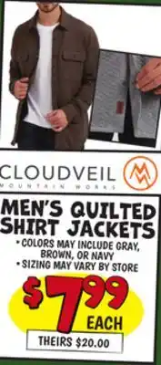 Ollie's MEN'S QUILTED SHIRT JACKETS offer