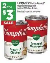 Dollar General Campbell's Healthy Request Cream of Mushroom or Cream of Chicken offer