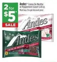 Dollar General Andes creme de menthe or peppermint crunch offer