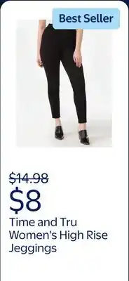 Walmart Time and Tru Women's High Rise Jeggings, 29 Inseam offer