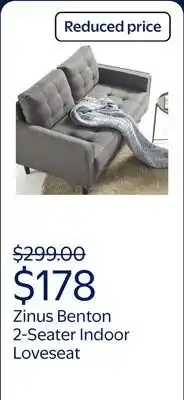 Walmart Zinus Benton 2-Seater Indoor Loveseat, Dark Grey offer