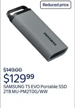 Walmart SAMSUNG T5 EVO Portable SSD 2TB Gray, Up-to 460MB/s, USB 3.2 Gen 1, External - MU-PM2T0G/WW offer
