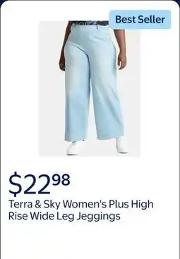 Walmart Terra & Sky Women's Plus High Rise Wide Leg Jeggings, 30 Inseam offer
