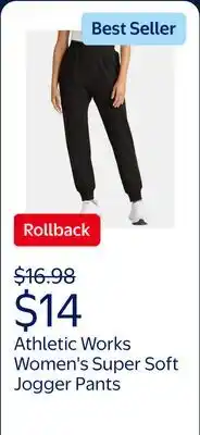 Walmart Athletic Works Women's and Women's Plus Super Soft Jogger Pants, 29 Inseam offer