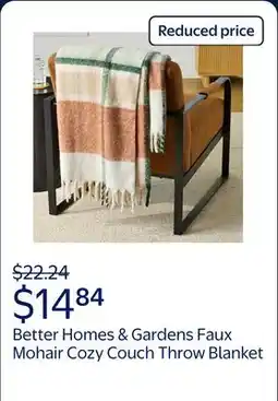 Walmart Better Homes & Gardens Faux Mohair Cozy Couch Throw Blanket Ivory Plaid offer