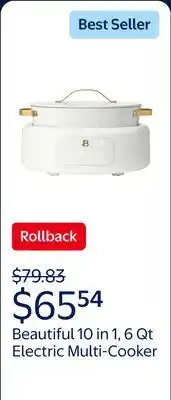 Walmart Beautiful 10 in 1, 6 Qt Electric Multi-Cooker, White Icing by Drew Barrymore offer