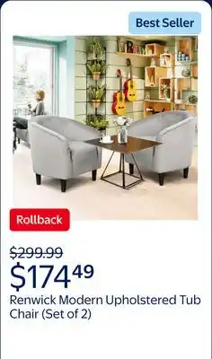 Walmart Renwick Modern Upholstered Tub Chair for Livingroom, Set of 2, Gray Velvet offer