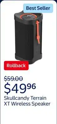 Walmart Skullcandy Terrain XT Medium Compact Wireless Speaker, IPX7 Waterproof, 14 Hour Battery offer