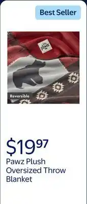 Walmart Pawz Plush Oversized Throw Blanket for Couch or Bed, Soft Flannel Fleece, Red Bears offer