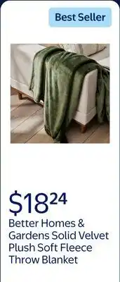Walmart Better Homes & Gardens Solid Velvet Plush Soft Fleece Throw Blanket, Oversized, Sea Turtle offer