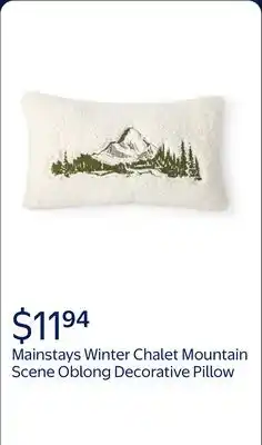 Walmart Mainstays 14 x 24 Winter Chalet Mountain Scene Oblong Polyester Decorative Pillow offer