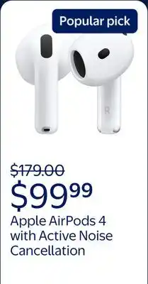 Walmart Apple AirPods 4 with Active Noise Cancellation offer