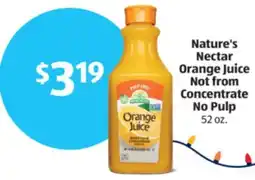 Aldi Nature's Nectar Orange Juice Not from Concentrate No Pulp offer