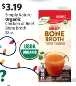 Aldi Simply Nature Organic Chicken or Beef Bone Broth offer