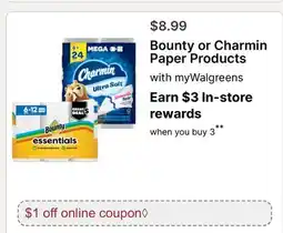 Walgreens Bounty or Charmin Paper Products offer