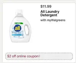Walgreens All Laundry Detergent offer