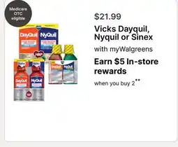 Walgreens Vicks Dayquil, Nyquil or Sinex offer