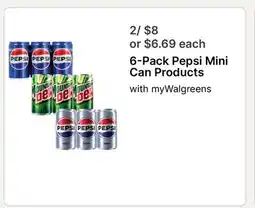 Walgreens 6-Pack Pepsi Mini Can Products offer