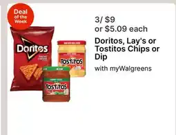 Walgreens Doritos, Lay's or Tostitos Chips or Dip offer
