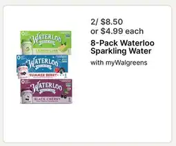 Walgreens 8-Pack Waterloo Sparkling Water offer