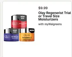 Walgreens Olay Regenerist Trial or Travel Size Moisturizers offer