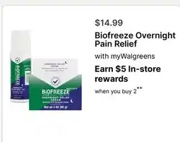 Walgreens Biofreeze Overnight Pain Relief offer