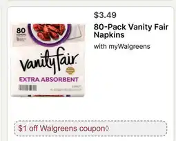 Walgreens 80-Pack Vanity Fair Napkins offer