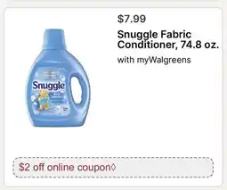 Walgreens Snuggle Fabric Conditioner, 74.8 oz. with myWalgreens offer