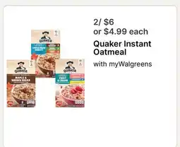 Walgreens Quaker Instant Oatmeal offer