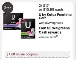 Walgreens U by Kotex Feminine Care offer