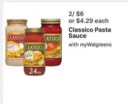 Walgreens Classico Pasta Sauce offer