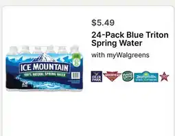 Walgreens 24-Pack Blue Triton Spring Water offer